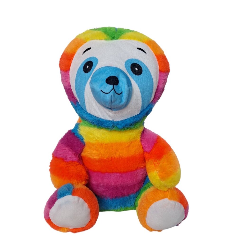 A&A Global Sloth Plush Rainbow Striped Stuffed Animal 12 Inch